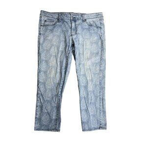 Floral Patterned Merona Womens Capri Jeans Size 6R Blue Denim Casual Wear